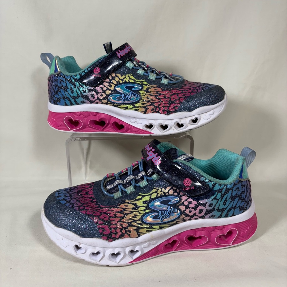 Skechers Girl's Sport Flutter Heart Lights-Loves Wild 302314l Kid's Size 3